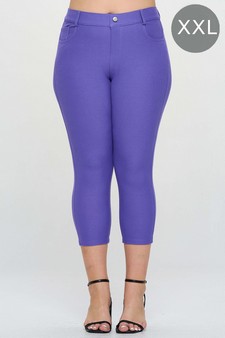 Women's Classic Solid Capri Jeggings (XXL only)
