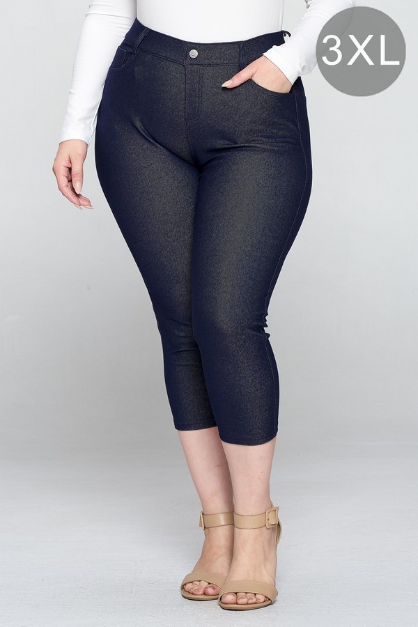 Women's Classic Solid Capri Jeggings (XXXL only) - Wholesale