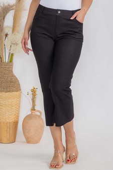 Women's Classic Solid Straight Leg Crop Pants style 4