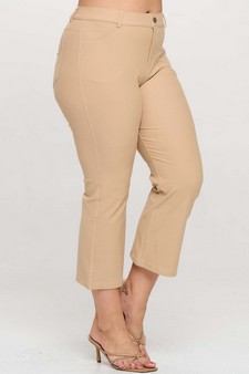 Women's Classic Solid Straight Leg Crop Pants style 3