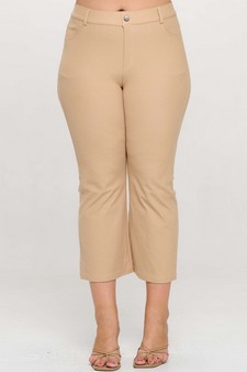 Women's Classic Solid Straight Leg Crop Pants style 4