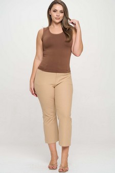 Women's Classic Solid Straight Leg Crop Pants style 5