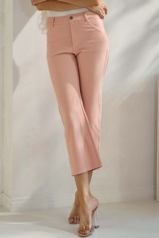 Women's Classic Solid Straight Leg Crop Pants style 4