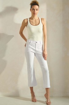 Women's Classic Solid Straight Leg Crop Pants style 5