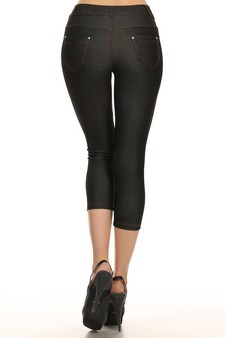 Women's Cotton-Blend 5-Pocket Skinny Capri Jeggings style 3