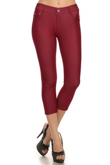 Women's Cotton-Blend 5-Pocket Skinny Capri Jeggings style 2