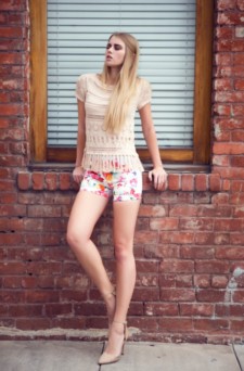 Junior Roslyn Floral Design with Solid Color Blocks Fashion shorts