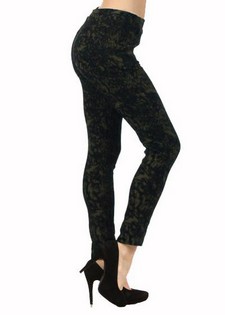 Lady's Myrsina Distress Honeycomb in Olive Print Fashion Leg Wear