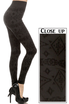 Flocked Aztec Leggings