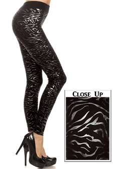 Women's Metallic Tiger Striped Fleece Lined Leggings