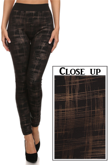 Scratchy Plaid Cross Hatch Leggings (Gold)