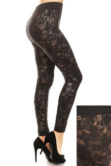 Women's Metallic Paisley Fleece Lined Leggings