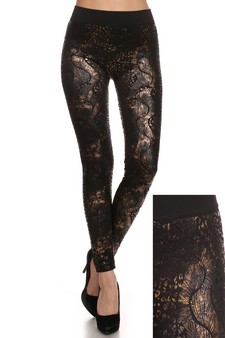 Women's Metallic Mixed Print Fleece Lined Legging