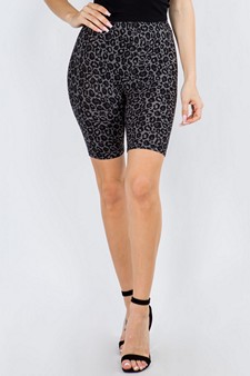 Dark Leopard Print High Waisted Soft Biker Shorts