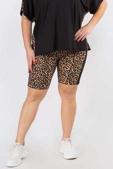 Women's Contrasting Leopard Printed Loungewear Shorts