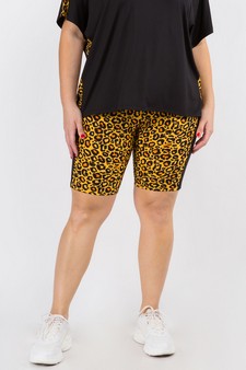 Women's Contrasting Leopard Printed Loungewear Shorts