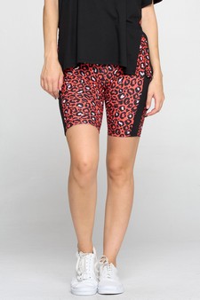 Women's Contrasting Leopard Printed Loungewear Shorts