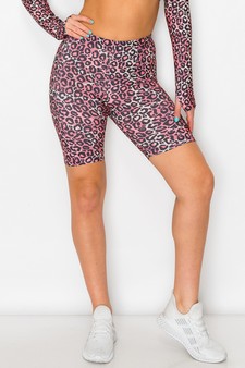 Women’s Casual Days Pink Leopard Print Biker Shorts