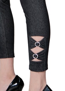 CUT OUT BOW DETAIL JEAN LEGGINGS style 2