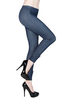 JEAN LEGGINGS WITH FAUX CUFF ANKLE DETAIL