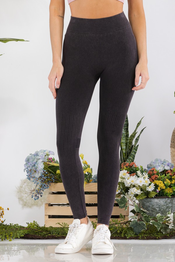 Moto Texture Detailed Seamless Tights - Wholesale 