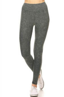 Vintage Wash Moto Detailed Seamless Tights