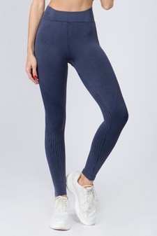 High Rise Ribbed Moto Detail Seamless Tights - Matching Top ACT628