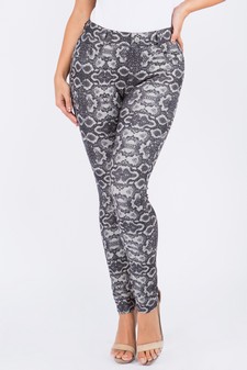 Women's Snake Pattern Cotton-Blend Skinny Jeggings