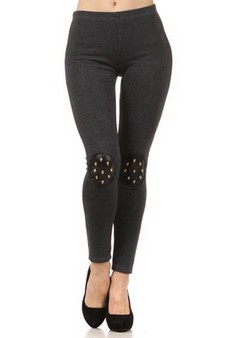 Lady's Cranium 3-D Skull Patched Legging With Studs
