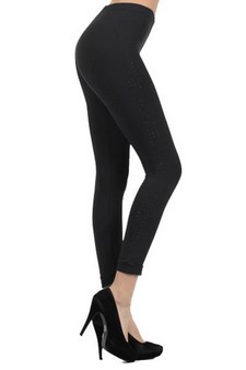 Lady's Fleetwood with Vertical Studded Stripes Fashion Legging