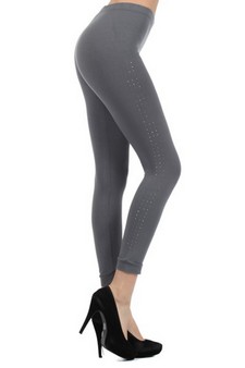 Lady's Fleetwood with Vertical Studded Stripes Fashion Legging