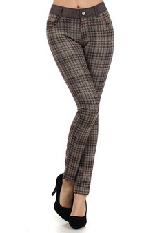 Women's All Over Houndstooth Legging Pants (Coffee)
