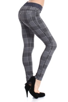 Women's All Over Houndstooth Plaid Legging Pants (Black)