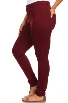 Lady's Mid Rise Ponte Knit Skinny Pants  - Plus style 4