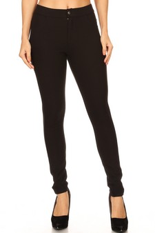 Lady's Mid Rise Ponte Knit Skinny Pants