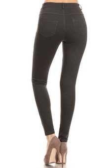 Lady's Mid Rise Ponte Knit Skinny Pants style 3
