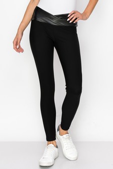 Faux Leather Waist Wrap Black Pants