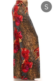 Palazzos with Distressed Gold & Red Poppy Floral Print (S only)