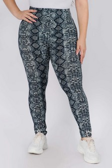 Women's Snakeskin Print Peach Skin Leggings - PLUS SIZE