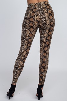 Women's Snakeskin Print Peach Skin Leggings style 4