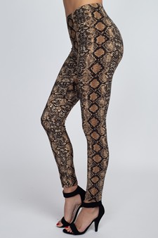 Women's Snakeskin Print Peach Skin Leggings