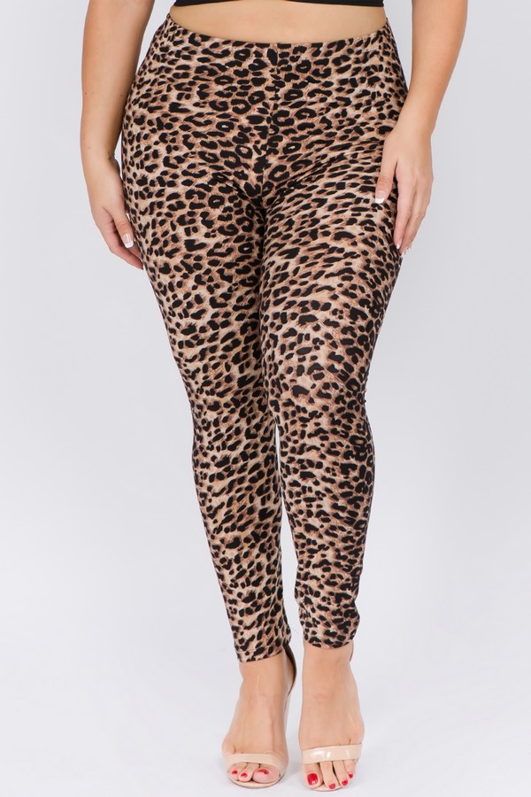 Women's Classic Cheetah Print Peach Skin Leggings - Wholesale - Yelete.com