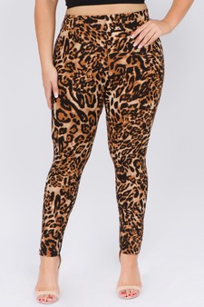 Women's Classic Leopard Print Peach Skin Leggings