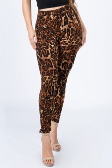 Women's Classic Leopard Print Peach Skin Leggings