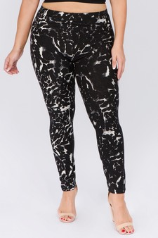 Women's Black/White Leopard Print Peach Skin Leggings