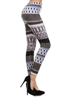 Stretch Velour printed leggings-Batik Print