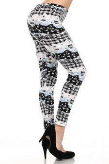 Plaid Snow print- Stretch Velour Leggings