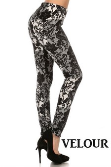 Velour-printed stretch velour Leggings