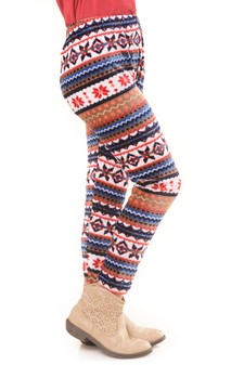 Kid's   Tan intarsia snlowflake Velour Leggings