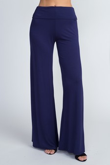 Lady's Mid Rise Wide Leg Pants with Foldable Waistband